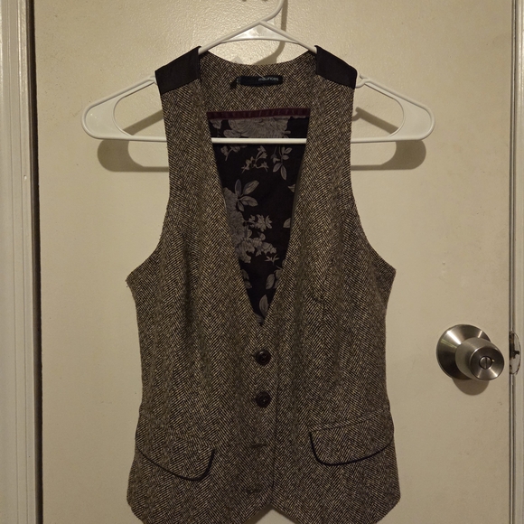 Maurices Jackets & Blazers - Maurices Brown Tweed Vest with Ruffle Detail